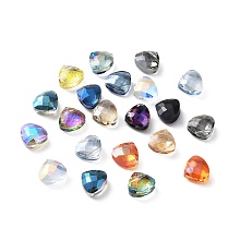 Honeyhandy Electroplate Triangle Glass Beads, Faceted, Mixed Color, 9x10x1x5mm, Hole: 1mm, about 50pcs/bag