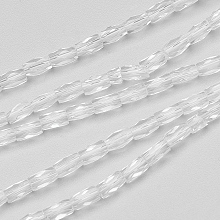 Honeyhandy Transparent Glass Beads Strands, Faceted, Column, Clear, 5x3mm, Hole: 0.5mm, about 100pcs/strand, 19.4 inch