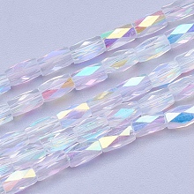 Honeyhandy Electroplate Transparent Glass Beads Strands, AB Color Plated, Faceted, Column, AB Color Plated, 5x3mm, Hole: 0.5mm, about 100pcs/strand, 19.4 inch