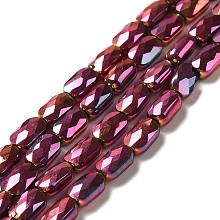 Electroplate Glass Beads Strands, Full Plated, Faceted, Oval, Fuchsia, 7x4.5x3mm, Hole: 0.9mm, about 78~81pcs/strand, 22.83 inch(58cm)