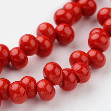 Honeyhandy Teardrop Glass Bead Strands, Red, 6x4mm, Hole: 1mm, about 100pcs/strand, 15.3 inch