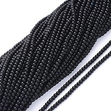 Honeyhandy Opaque Glass Beads Strands, Round, Black, 2.5mm, Hole: 0.7mm, about 177pcs/Strand, 14.09 inch(35.8cm)