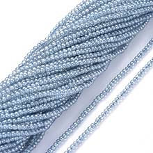 Honeyhandy Electroplate Glass Beads Strands, Pearl Luster Plated, Round, Light Steel Blue, 2.5mm, Hole: 0.7mm, about 177pcs/Strand, 14.09 inch(35.8cm)