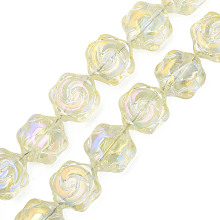 Electroplate Glass Beads Strands, AB Color, Flower, Dark Orchid, 16x14.5x7.5mm, Hole: 1mm, about 40Pcs/strand, 24.80 inch(63cm)