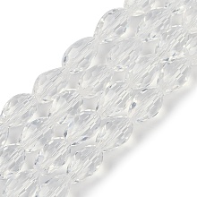 Transparent Glass Beads Strands, Faceted, Teardrop, Clear, 8x6mm, Hole: 1.2mm, about 65~67pcs/strand, 20.08 inch(51cm)