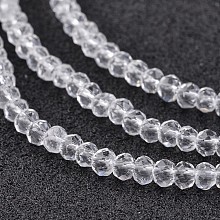 Honeyhandy Electroplate Glass Beads Strands, Faceted Rondelle, Clear, 3x2mm, Hole: 1mm, about 202pcs/strand, 17 inch