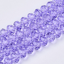 Honeyhandy Baking Paint Glass Beads Strands, Faceted Rondelle, Lilac, 3x2.5mm, Hole: 0.9mm, about 139pcs/Strand, 14.17 inch(36cm)