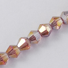 Honeyhandy Glass Beads Strands, AB Color Plated, Faceted, Bicone, Plum, 2x3mm, Hole: 0.5mm, about 200pcs/strand, 16.5 inch