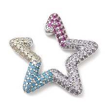 Honeyhandy Colorful Rhinestone Star Cuff Earrings, Rack Plating Brass No Piercing Earrings for Women, Lead Free & Cadmium Free, Platinum, 24x25x3mm