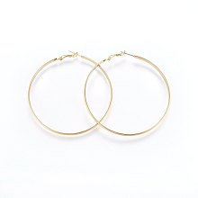 Honeyhandy 304 Stainless Steel Big Hoop Earrings, Hypoallergenic Earrings, Flat Ring Shape, Golden, 4x72x1.2mm, Pin: 0.8mm