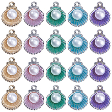 SUNNYCLUE 50Pcs 5 Colors Alloy Enamel Charms, with Plastic Bead, Cadmium Free & Lead Free, Shell, Mixed Color, 14.5x11.5x7mm, Hole: 1.2mm, 10pcs/color