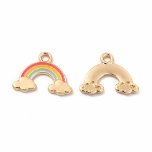 Honeyhandy Alloy Enamel Pendants, Rainbow Charm, Golden, 11x15x1mm, Hole: 1.6mm