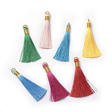 Honeyhandy Polyester Tassel Pendants, Mixed Color, 80~83x7~8mm, Hole: 5~7mm