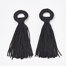 Honeyhandy Polyester Tassel Big Pendant Decorations, Black, 98~110x24~26x10~15mm, Hole: 14mm