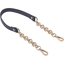 Pandahall Elite 24.8 Inch 18mm Leather Shoulder Chain Black Shoulder Bag Chain Shoulder Bag Replacement Chain with Carabiners for Purse Wallet Clutch Crafts Manufacture