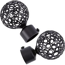 GORGECRAFT 2PCS Round Curtain Rod Finials 28mm Drapery Pole End Black Ball Cage Replacement Decorative End Head Caps for Home Office Curtain Roman Rod Decor Accessories (8.8x5.9cm)