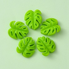 Honeyhandy Monstera Leaf Food Grade Eco-Friendly Silicone Focal Beads, Chewing Beads For Teethers, DIY Nursing Necklaces Making, Lawn Green, 23x21x7mm, Hole: 2mm