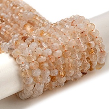 Honeyhandy Natural Citrine Beads Strands, Faceted, Rondelle, 4x3mm, Hole: 0.6mm, about 138pcs/strand, 15.39''(39.1cm)