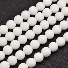 Honeyhandy Natural Malaysia Jade Beads Strands, Dyed & Heated, Round, White, 10mm, Hole: 1.0mm, about 38pcs/strand, 15 inch