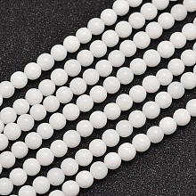 Honeyhandy Natural Malaysia Jade Beads Strands, Dyed & Heated, Round, White, 4mm, Hole: 0.8mm, about 92pcs/strand, 15 inch