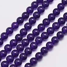 Honeyhandy Natural Malaysia Jade Bead Strands, Dyed, Round, Indigo, 6mm, Hole: 0.8mm, about 64pcs/strand, 15 inch