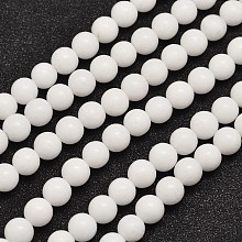 Honeyhandy Natural Malaysia Jade Beads Strands, Dyed & Heated, Round, White, 6mm, Hole: 0.8mm, about 64pcs/strand, 15 inch