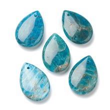 ARRICRAFT Natural Apatite Pendants, Teardrop, 24.5x17x6mm, Hole: 0.5mm