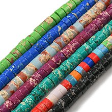 Synthetic Imperial Jasper Dyed Beads Strands, Disc, Heishi Beads, Mixed Color, 6~6.5x3~3.5mm, Hole: 1.2mm, about 107pcs/strand, 14.88''~14.96''(37.8~38cm)