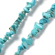 Synthetic Turquoise Beads Strands, Dyed, Chips, 3~8x3~8mm, Hole: 1mm, 34 inch.