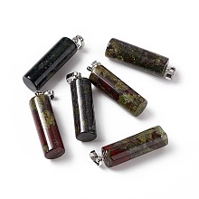 Honeyhandy Natural Dragon Blood Pendants, with Platinum Tone Brass Findings, Column Charm, 27x8mm, Hole: 6x3.2mm