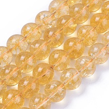 Honeyhandy Natural Citrine Beads Strands, Round, Dyed & Heated, 12mm, Hole: 1mm, about 33pcs/strand, 15.5 inch