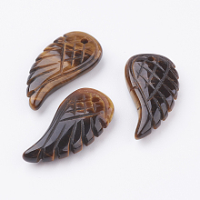 Honeyhandy Natural Tiger Eye Pendants, Wing, 24.5x12x5mm, Hole: 1mm