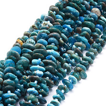 Honeyhandy Natural Apatite Beads  Strands, Nuggets, 8~11x9~14x1.5~5mm, Hole: 0.8mm, about 74pcs/strand, 15.55''(39.5cm)