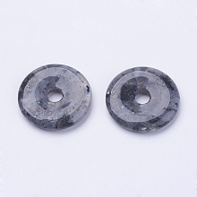 Honeyhandy Natural Larvikite/Black Labradorite Pendants, Donut/Pi Disc, Donut Width: 11~12mm, 28~30x5~6mm, Hole: 6mm