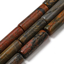 Natural Picasso Stone/Picasso Jasper Beads Strands, Column, 12.5~14x4~4.5mm, Hole: 1mm, about 28~29pcs/strand, 15.35~15.55 inch(39~39.5cm)