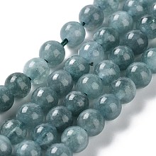 Dyed Natural Malaysia Jade Beads Strands, Round, Cadet Blue, 6~6.5mm, Hole: 1mm, about 30pcs/strand, 7.28 inch(18.5cm)