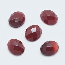 Honeyhandy Natural Carnelian Cabochons, Faceted, Oval, 10x8x4mm