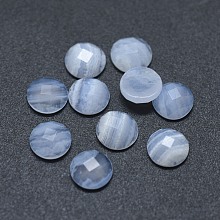 Honeyhandy Natural Blue Lace Agate Cabochons, Faceted, Half Round/Dome, 6x2.5mm