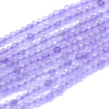 Honeyhandy Natural Amethyst Beads Strands, Faceted, Round, 2mm, Hole: 0.6mm, about 212pcs/strand, 15.35 inch(39cm)