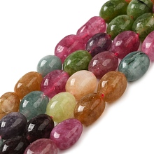 Natural Malaysia Jade Beads Strands, Faceted, Oval, Dyed and Heated, Colorful, 8.5~11.5x7~8x6.5~8mm, Hole: 1.5mm, about 37~38pcs/strand, 14.76''~15.55''(37.5~39.5cm)