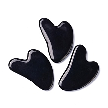 Honeyhandy Natural Black Obsidian Gua Sha Boards, Scraping Massage Tools, Gua Sha Facial Tools, Heart, 78x55x6.5mm