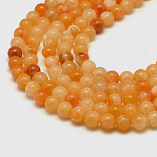 Honeyhandy Natural Crackle Agate Bead Strands, Round, Grade A, Dyed & Heated, Orange, 6mm, Hole: 1mm, about 61pcs/strand, 15 inch