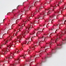 Honeyhandy Synthetic Gemstone Beads Strands, Imitation Ruby, Faceted, Round, Camellia, 2mm, Hole: 0.5mm, about 175pcs/strand, 15 inch