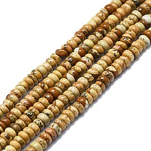 Natural Picture Jasper Beads Strands, Disc, 4x1.5~2mm, Hole: 0.5mm, about 96pcs/strand, 15.55''(39.5cm)