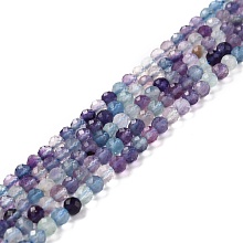 ARRICRAFT Natural Fluorite Beads Strands, Round, Faceted, Grade AA, 4mm, Hole: 0.8mm, about 91pcs/strand, 15.55''(39.5cm)