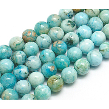 Honeyhandy Natural Gemstone Hemimorphite Round Beads Strands, Dyed, Cyan, 14mm, Hole: 1.2mm, about 28pcs/strand, 15.74 inch