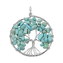 ARRICRAFT 10pcs Tree of Life Pendant Gemstone Chakra Crystal Stone Pendant For Necklace Earring Jewelry Making