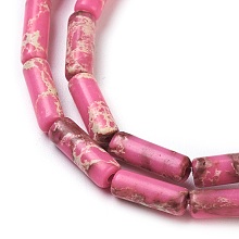 Honeyhandy Synthetic Imperial Jasper Beads Strands, Dyed, Column, Hot Pink, 13~15x4.5mm, Hole: 1mm, about 28~29pcs/strand, 14.96 inch(38cm)