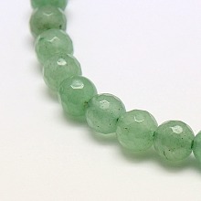 Honeyhandy Natural Green Aventurine Beads Strands, Faceted, Round, 6mm, Hole: 1mm, about 62pcs/strand, 15.3 inch