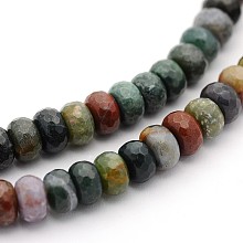 Honeyhandy Natural Indian Agate Rondelle Strands, Faceted, 8x5mm, Hole: 1mm, about 75pcs/strand, 15.0 inch